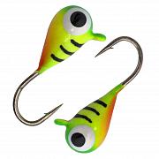 Капля с ушком d 2.5 мм, вес 0.27 гр,окраска малек лимон c полосками+салатово-красная  /10 шт/